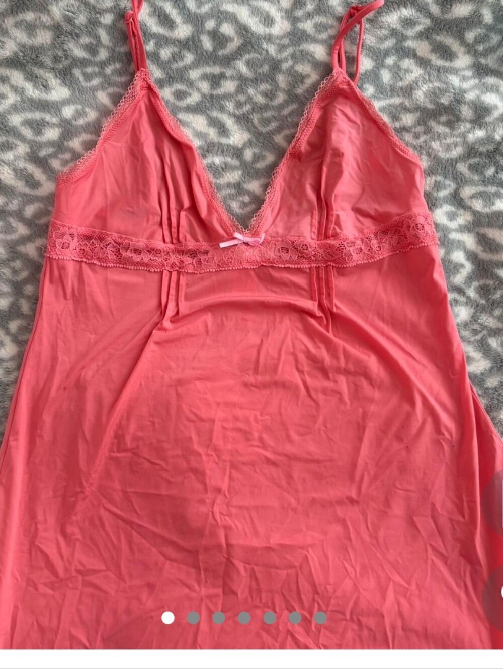 Victoria's Secret Coral Lace-Trim Slip Dress